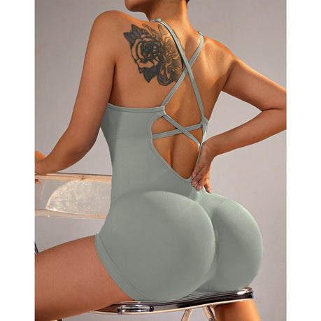 Women's Fitness Yoga Jumpsuit Backless Sportswear Elastic Workout Romper