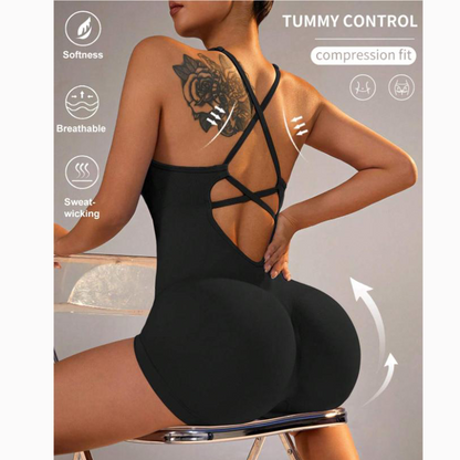 Women's Fitness Yoga Jumpsuit Backless Sportswear Elastic Workout Romper