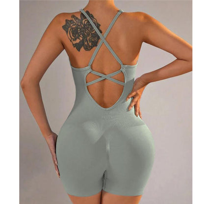 Women's Fitness Yoga Jumpsuit Backless Sportswear Elastic Workout Romper